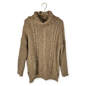 Silvia Novelli Tan Angora Wool Cable Knit Turtleneck Sweater